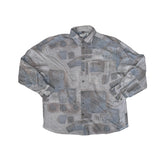 Vintage 90s Long Sleeve Ugly Crazy Abstract Print Shirt Gray XL by Club D'amingo